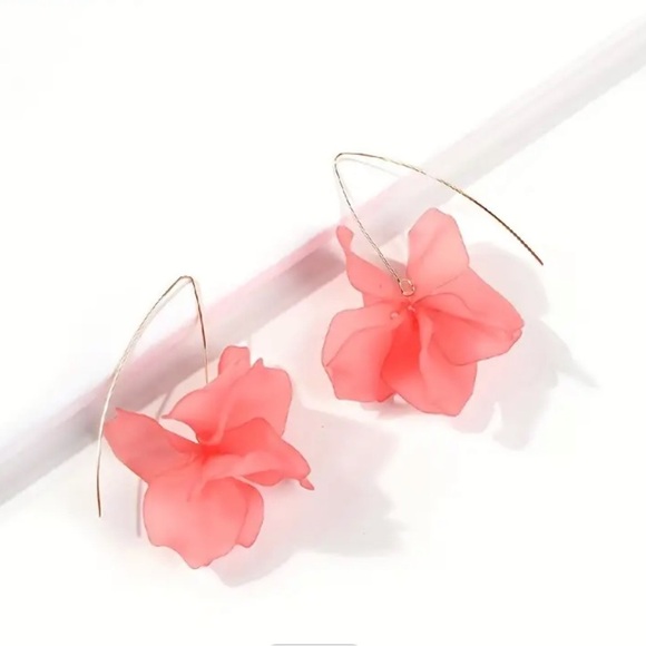 None Jewelry - Exquisite Flower Design Hook Dangle Earrings Retro Bohemian Style Resin Jewelry